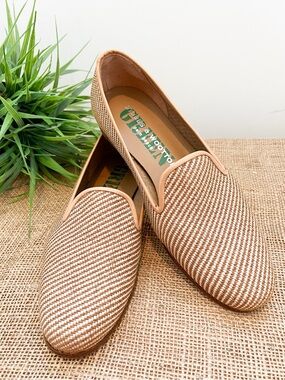 NEW Stubbs & Wootton Green Palm Beach Woven Loafer Flats Size 8